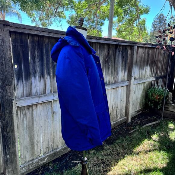 VTG Downhill Racer 1987 Men's Blue Down Filled Ski Snow Hooded Jacket Medium - Picture 11 of 11
